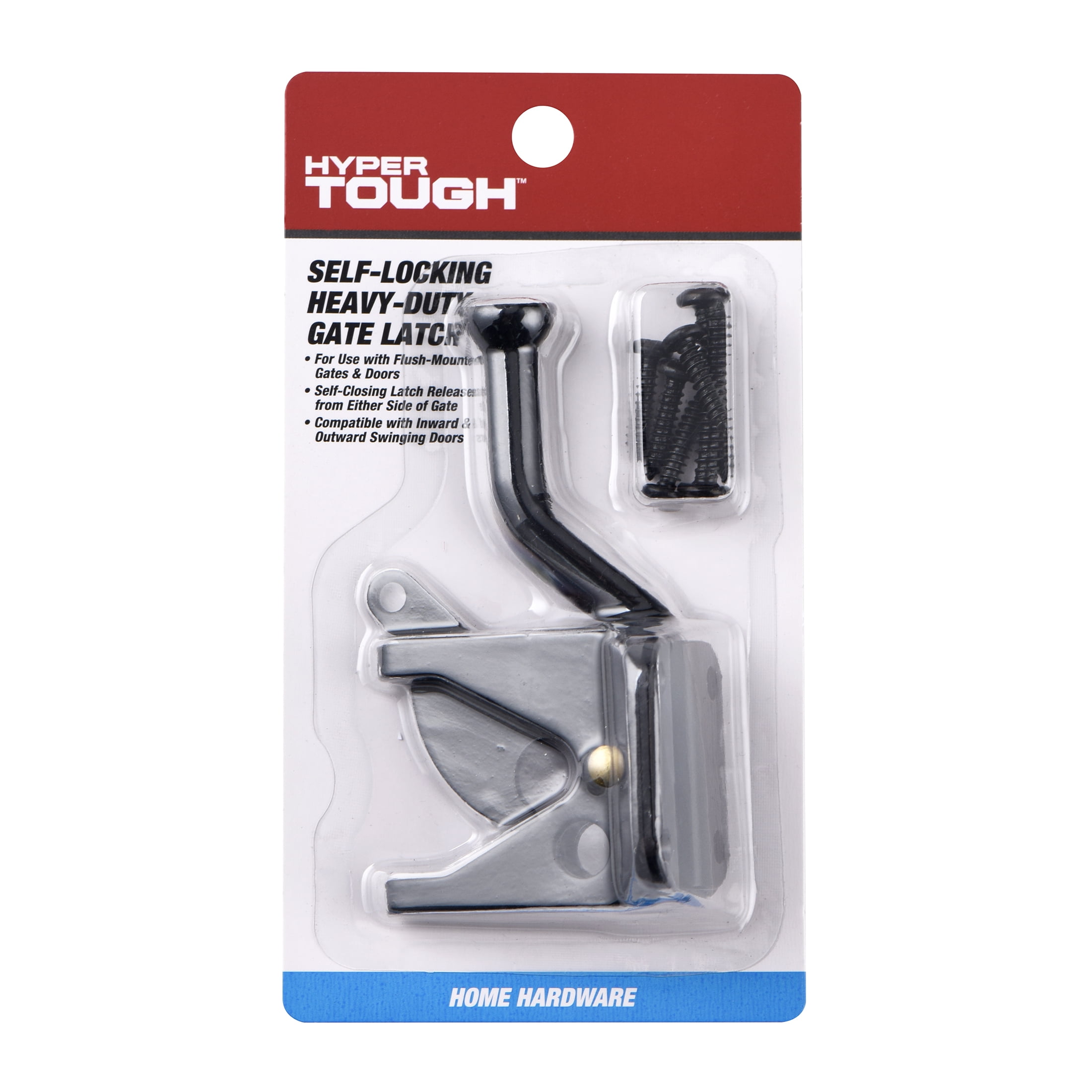 (2 pack) Hyper Tough Self Locking, Heavy Duty Steel Gate Latch, Black