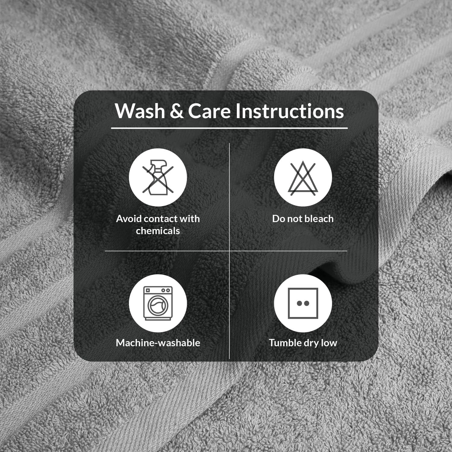 Infinitee Xclusives Premium Charming Grey Bath Towels - Pack of 2 - 27 x 54 inches.
