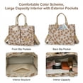 thumbnail image 2 of Women's canvas tote bag, women's crossbody bag, large canvas handbag, canvas tote bag with pockets and compartments.（flower）, 2 of 6