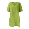 thumbnail image 3 of Women Casual Solid Irregular V Neck Short Sleeve Pockets Top Blouse Wide Stripe Shirt Short Sleeve Athletic Shirt Long Sleeve Cheer Shirt Women's Summer Shirts Small Long Sleeve Shirt Polyester Long, 3 of 4