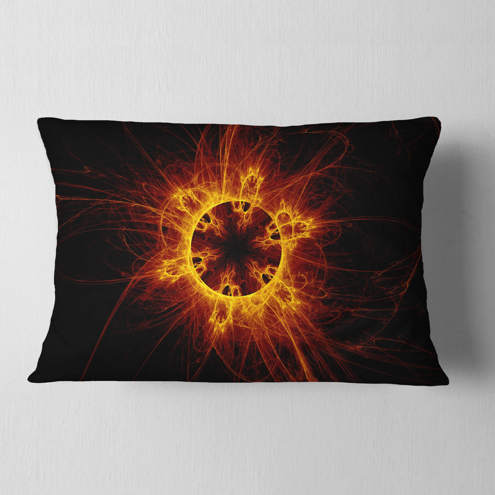 Designart Solar Eclipse Digital Illustration - Abstract Throw Pillow - 12x20
