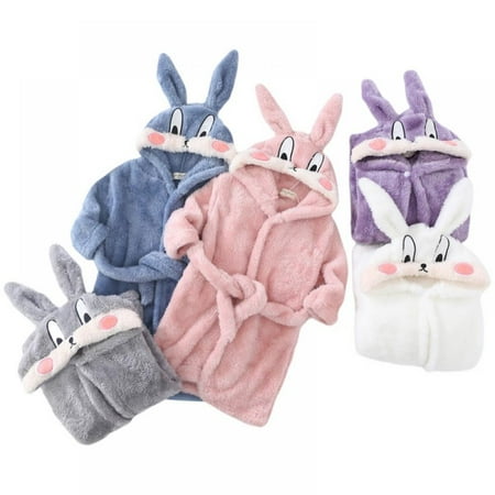 

SYNPOS Kids Baby Boys Girls Fleece Bathrobe Hooded Sleepwear Flannel Robe Winter Soft Jumpsuit Night-Robe