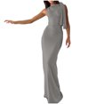 thumbnail image 2 of Antinious Wedding Guest Dresses for Women Solid Hanging High Slit Sleeveless Formal Evening Dresses,Gray,M, 2 of 5