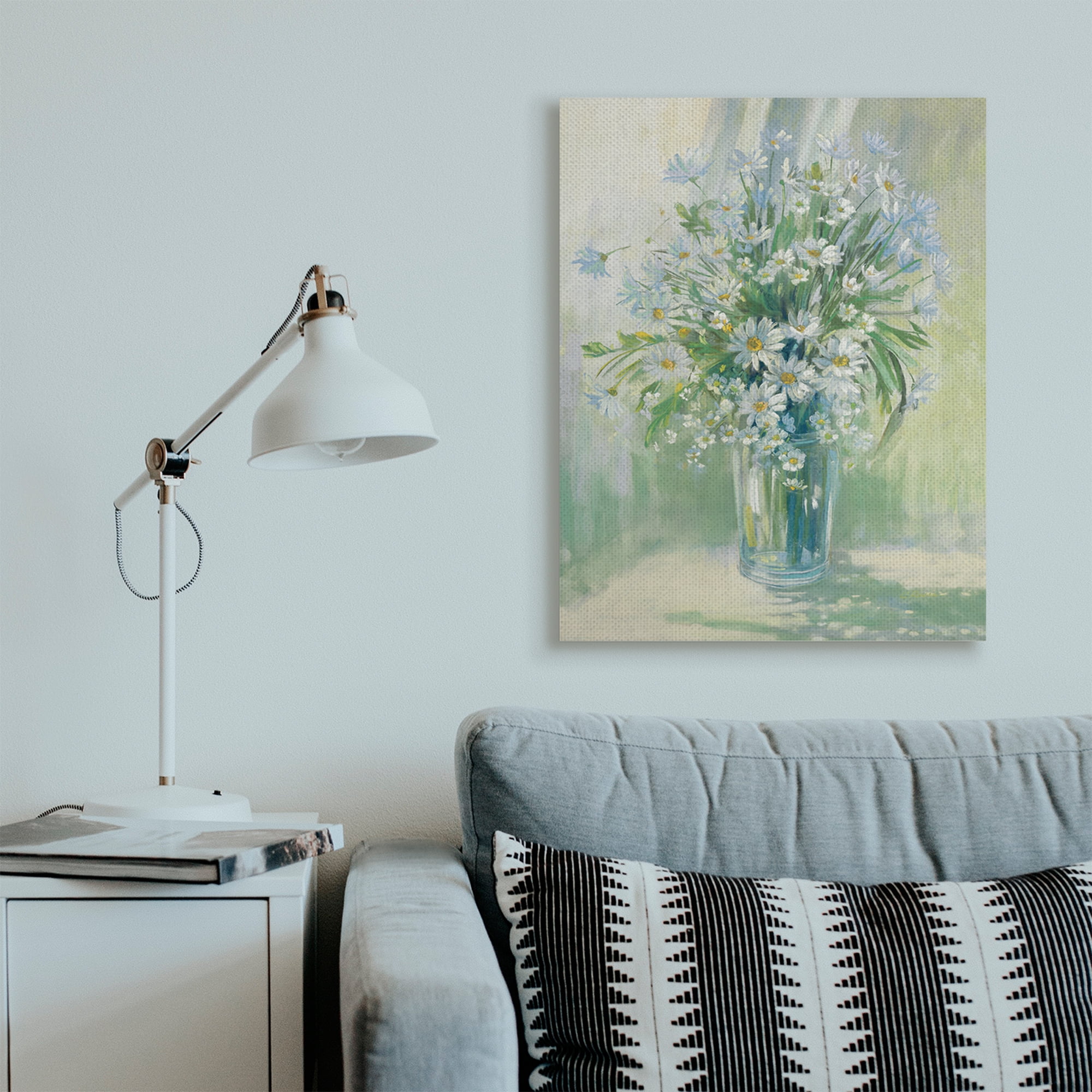 Stupell Industries Sunlit Bouquet of Daisies Blue Green Pastels Canvas Wall Art, 30 x 40, Design by Carol Rowan