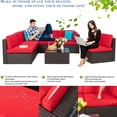 thumbnail image 5 of Sobaniilo 7 Piece Patio Furniture Sets, All Weather PE Wicker Outdoor Conversation Sectional Sofa Set with Cushion and Pillow (Red), 5 of 10