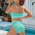 thumbnail image 4 of Women's High Waisted Bikini Sets Sporty Scoop Neck 2 piece Swimsuits Color Block High Cut Bathing Suits Mint Green XXL, 4 of 4