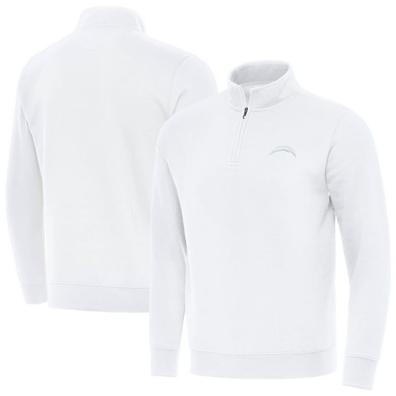 Men's Antigua White Los Angeles Chargers Victory Quarter-Zip Top
