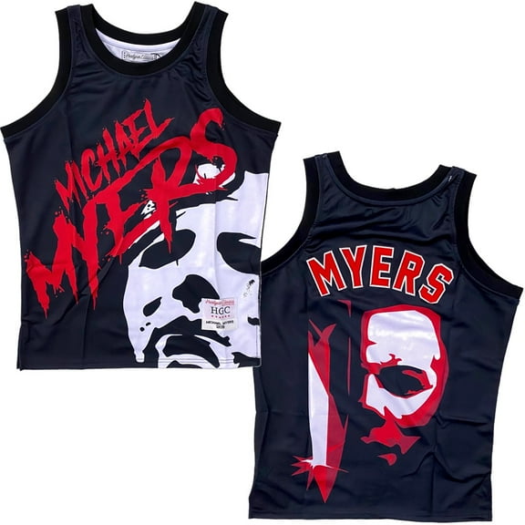 Michael Myers Halloween Men's Headgear Classics Embroidered Basketball Jersey (X-Small, Black)