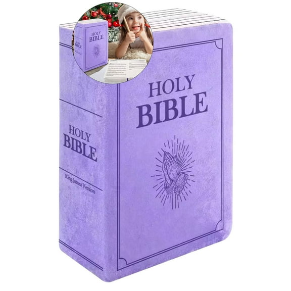 Yoloke Bible Pillow, Bible Pillow Book Plush That Opens, for Kids Adults Christian Gifts, Cozy Faith Bible Pillow