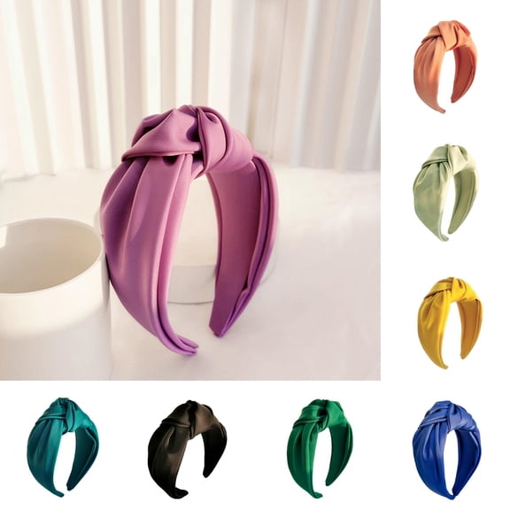 Shenmeida Solid Color Knotted Headbands for Women Girls Fashion Wide Edge Hair Band Womens Headband Fabric Wrap Hair Hoop Headwear