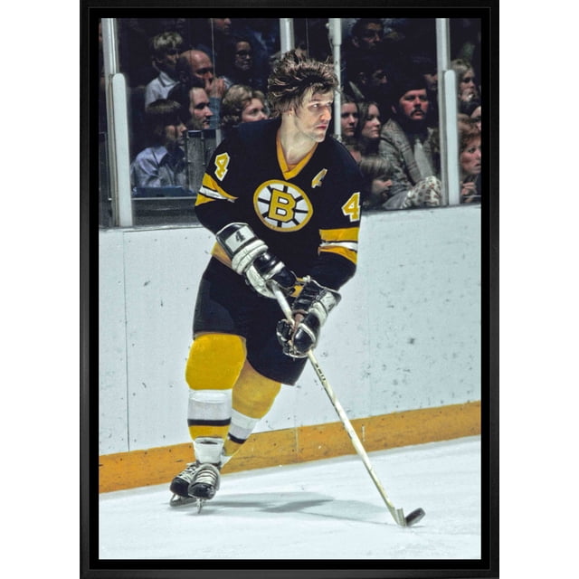Bobby Orr Boston Bruins Toile Encadrée 20x29 Patinage avec Rondelle