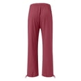 thumbnail image 5 of Tittly Wide Leg Pants Woman Baggy Pants Linen Pants Women Summer Wide Leg Pants Drawstring Elastic Waist Pants High Waisted Pants Casual Beach Trousers Comfy Pants Women Sweatpants Women Wine XL, 5 of 5