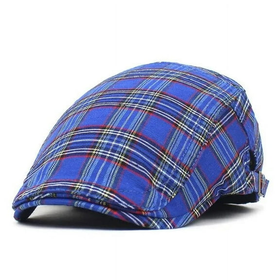SikaFu Polyester Plaid Newsboy Caps Men Flat Peaked Cap Women Painter Beret Hats 02