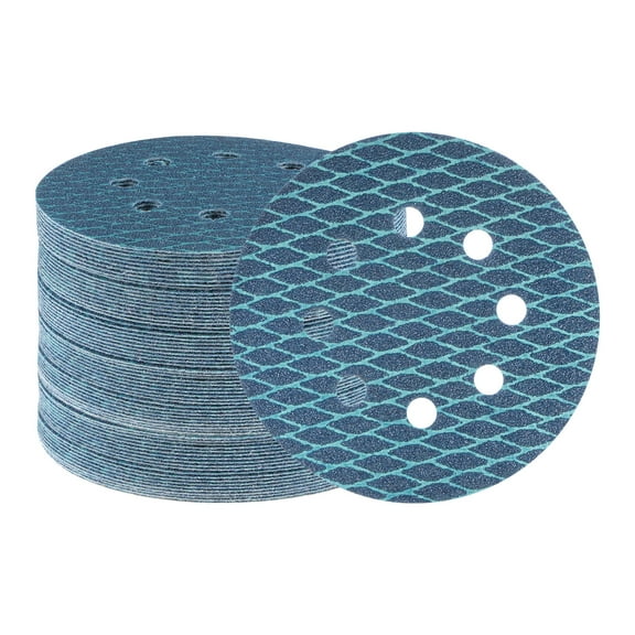 70 Packs Diamond Shape Sanding Discs 5 Inch 80 Grit Hook and Loop Blue Rhomb Sandpaper Fish Scale 8 Holes