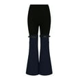 thumbnail image 7 of ZQUUVOU Women's Wide Leg Pants Slim Knitted Denim Patchwork Elastic Waist Wide Leg Casual Pants Temperament Pants Black, 7 of 7