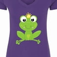 thumbnail image 4 of Inktastic Cute Frog, Green Frog, Crown, Frog Prince Women's V-Neck T-Shirt, 4 of 5