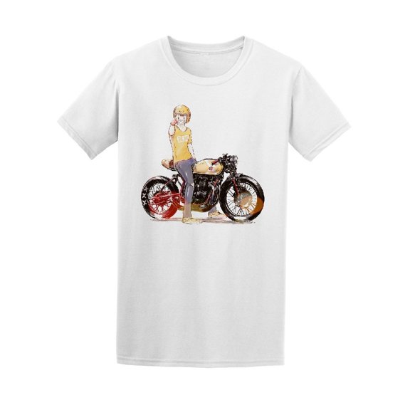 Boy Riding Motorcycle Posing Tee Men's -Image by Shutterstock