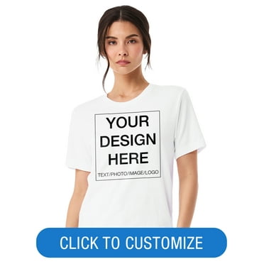 BELLA+CANVAS Adult Crew Neck Personalized T-Shirt, Create Your Own Designs, White, XL, Unisex
