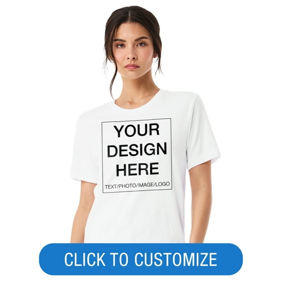 BELLA CANVAS Adult Crew Neck Personalized T-Shirt, Create Your Own Designs, White, XL, Unisex