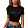 thumbnail image 5 of Plebaso T-Shirts Graphiques Courts pour Femmes Manches Courtes Imprimé Slim Col Rond T-Shirts d'Été Décontractés pour Femmes, 5 of 5