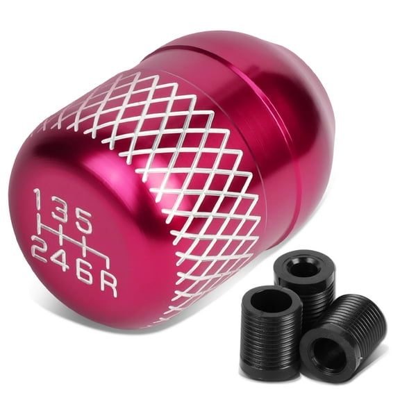 DNA Motoring SK-6S-T1-PK Universal 6-Speed Pink Anodized Aluminum Netted Racing Shift Knob