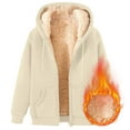 thumbnail image 4 of felwors Women's Fleece Lined Full-Zip Hooded Jacket with Pockets - Warm Casual Outwear for Daily Wear Beige, XXL, 4 of 4