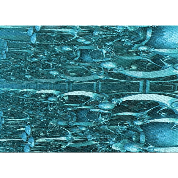 Ahgly Company Indoor Rectangle Patterned Dark Turquoise Green Area Rugs, 6' x 9'