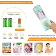thumbnail image 3 of Licuadora portátil azul claro, recargable por USB, miniexprimidor de 380 ml para batidos, jugos, batidos de proteínas y leche, 3 of 5
