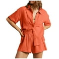 thumbnail image 1 of Ensemble Deux Pièces d'Été pour Femmes Shorts et Chemise en Polyester Mode Décontractée pour Usage Quotidien, 1 of 7