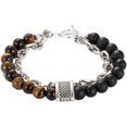 thumbnail image 1 of LinYooLi Cuff Bracelet for Men Natural Stones Frosted Beads Chain Personality Trendy Daily Accessory Gift for Father Boyfriend Son, 1 of 7