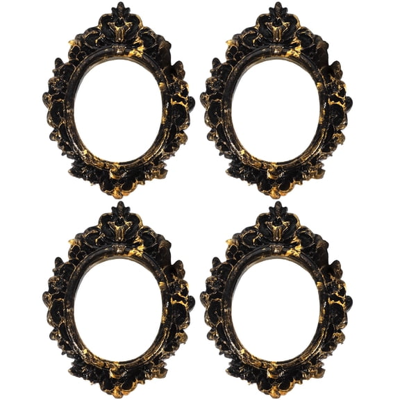 KAKOWELY 4Set Miniature Golden Resin Photo Prop Table Decoration Oval Retro Style