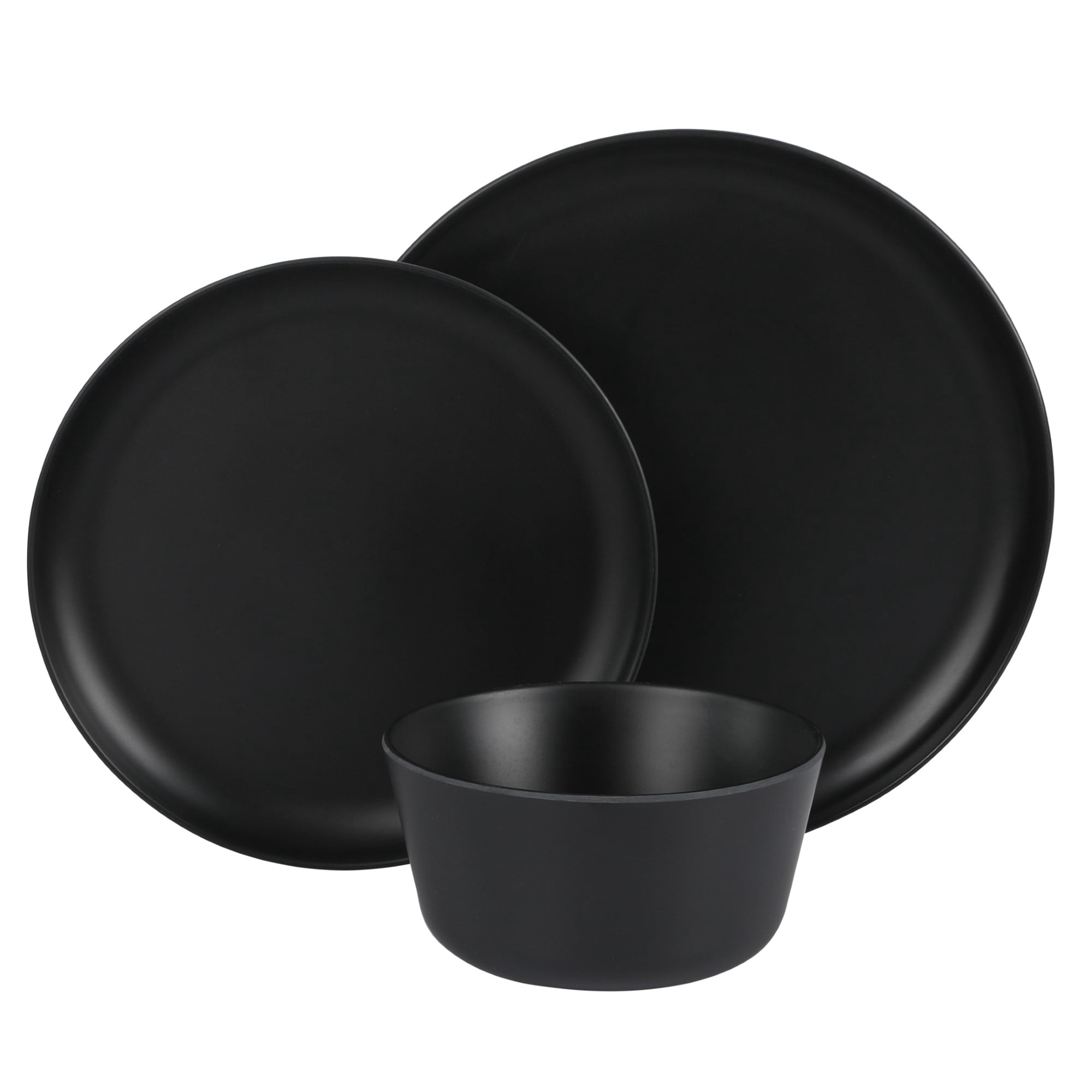 Gibson Home Fairhope 12 Piece Melamine Dinnerware Set - Matte Black