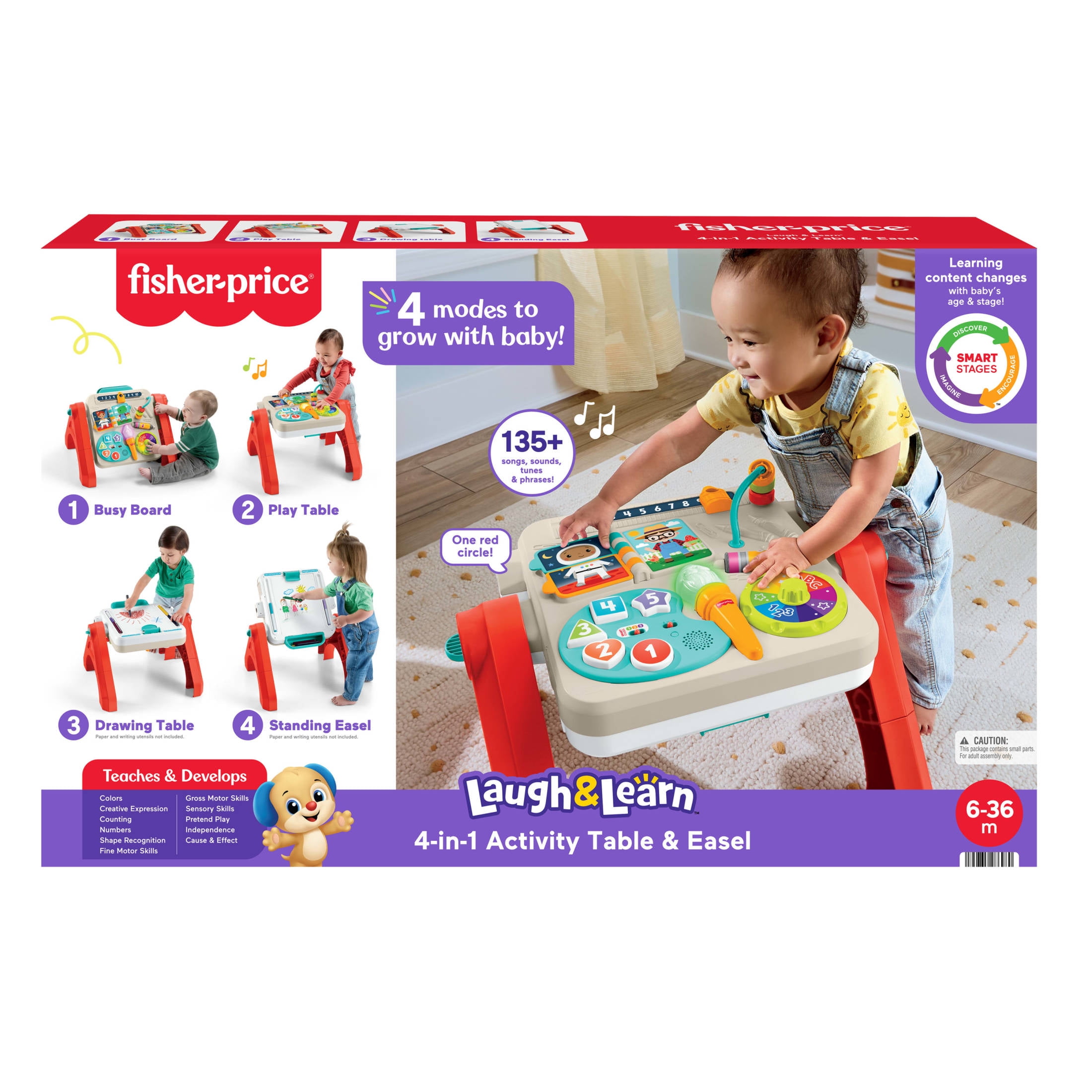 Fisher-Price Laugh & Learn 4-in-1 Activity Table & Easel, Electronic Learning Toy for Baby & Toddler