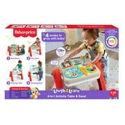 Fisher-Price Laugh & Learn 4-in-1 Activity Table & Easel, Electronic Learning Toy for Baby & Toddler