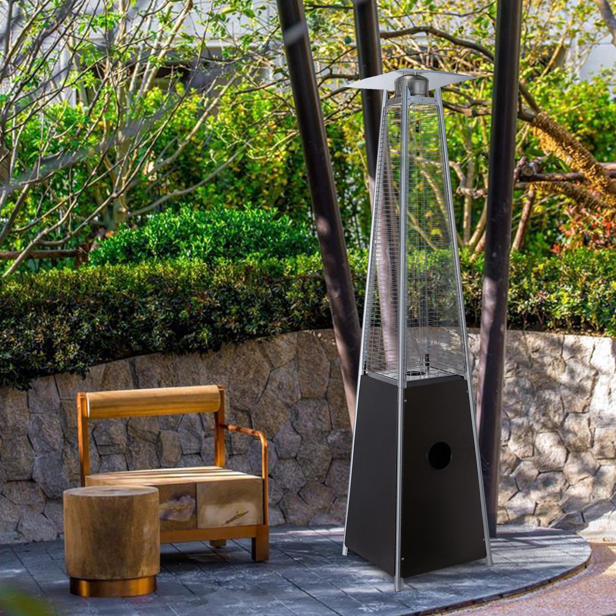 Patio Heater Propane 40,000 BTU Pyramid Glass Tube with Steel Frame for