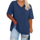 thumbnail image 1 of Camisetas Y Tops de Verano para Mujer, Manga Corta con Cuello en V de Gran Tamaño, Camiseta Deportiva de Base de Verano Sólida, 1 of 3