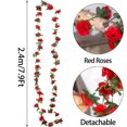 thumbnail image 2 of Duslogis 5Pcs 39.4 Ft Red Artificial Flower Garland,Rose Vine Flowers Garland Hanging Silk Plants for Wedding,Vine Flowers Hanging Strings for Wedding Arch Table Wall Backdrop Party Decor (Red), 2 of 7