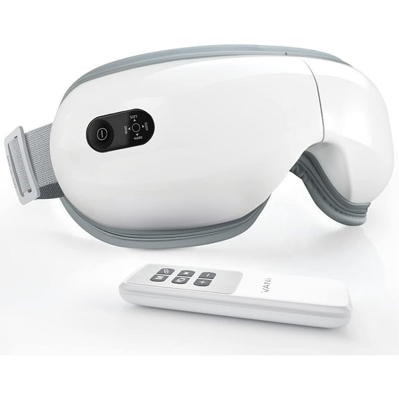 Eye Massager with Heat & Compression, Bluetooth Music Rechargeable Eye Heat Massager for Relax and Reduce Eye Strain Dark Circles Eye Bags Dry Eye Improve Sleep, White