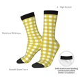 thumbnail image 6 of Honeii Yellow Checkboard Print Adult Socks,Crew Socks,Casual Calf Socks,Daily Wear Socks for Men & Women, Perfect for Sports, Casual and Everyday Use, 6 of 6