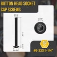 thumbnail image 2 of Uxcell #6-32x1-1/4" Button Head Socket Cap Screws - 40Pack - Good for Road Bicycle, Mountain Bike, Auto, Motorcycle - 304 Stainless Steel Black Oxide - Hex Drive Fasteners, 2 of 6
