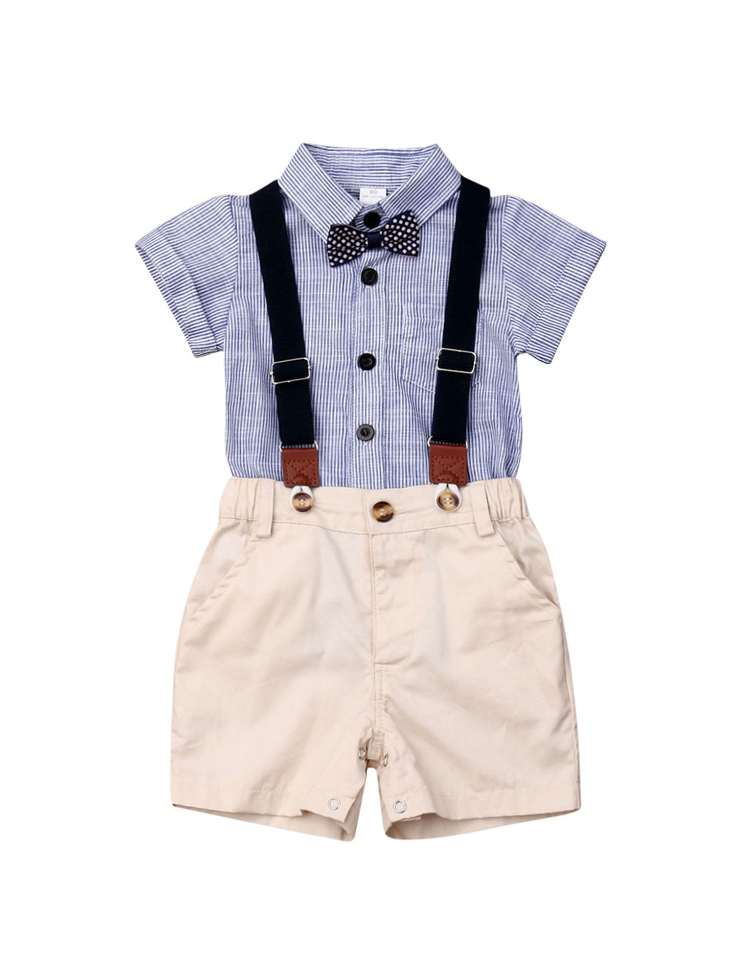 Infant Baby Boys Gentleman Bow Tie Romper Shirt+Shorts Overalls Outfits Clothes 