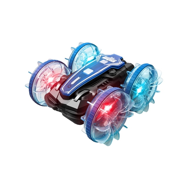 Blue Amphibious Remote Control Car With Double Sided Design And 360 Rotation For Kids Water And Land Play 6.1X6.1X3.1 Inches 1.32Lb