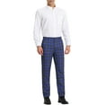 thumbnail image 2 of INSPIRE CHIC Men's Dress Pant Flat Front Stretch Business Plaid Pants 30 Purple Navy, 2 of 7