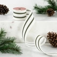 thumbnail image 7 of Northlight White and Green Striped Wired Craft Ribbon 2.5" x 10 Yards, 7 of 7