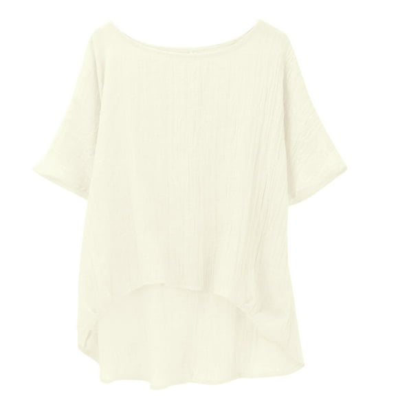 ZHENHONG T Shirts for Women,Plain Casual Short Sleeved Loose Blouses Comfortable Flutter Sleeve Cocoon Shirts,Beige Women Blouses
