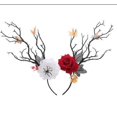thumbnail image 3 of Diadema navideña con cuernos de ciervo, flor de cuento de hadas, rama de árbol, aro de pelo retro, corona, accesorios para fiestas, disfraz de Navidad, 3 of 5