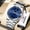 Blue dial, silver steel band, variant on Men's watch stainless steel butterfly clasp quartz watch simple dual calendar non-mechanical multifunctional waterproof watch business men's wristwatch