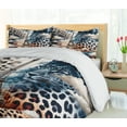 thumbnail image 5 of Ambesonne Leopard Duvet Cover Set, Eiffel Clouds and Wild Cat, Calking, Night Blue Rust Eggshell, 5 of 6