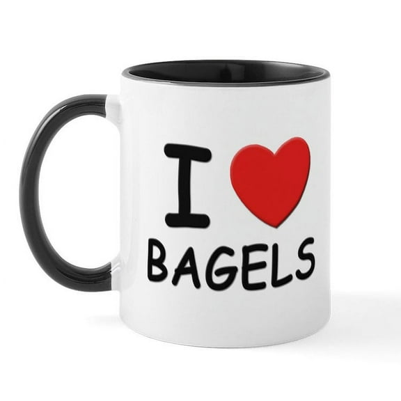 CafePress - I Love Bagels Mug - 11 oz Ceramic Mug - Novelty Coffee Tea Cup