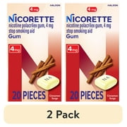(2 pack) Nicorette Nicotine Gum, Stop Smoking Aids, 4 Mg, Cinnamon Surge, 20 Count